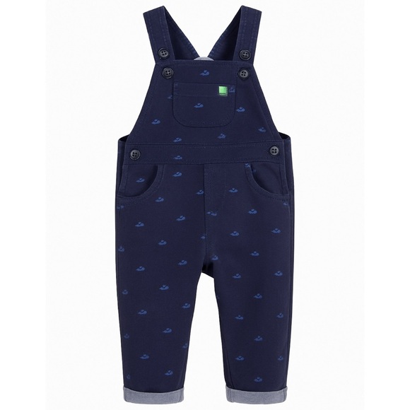 Navy Blue Baby Overalls With Submarine Print - Picture 1 of 5